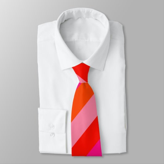 ホットピンクと明るいオレンジ色のストライプネックタイ ネクタイ (タイ)