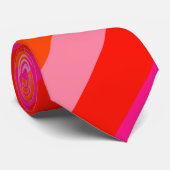 ホットピンクと明るいオレンジ色のストライプネックタイ ネクタイ (ロール)