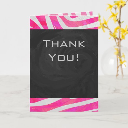 ホットピンクと白とモノグラムのゼブラ カード (黄色い花)