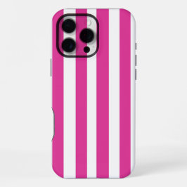 ホットピンクと白のストライプ iPhone 16 PRO MAXケース