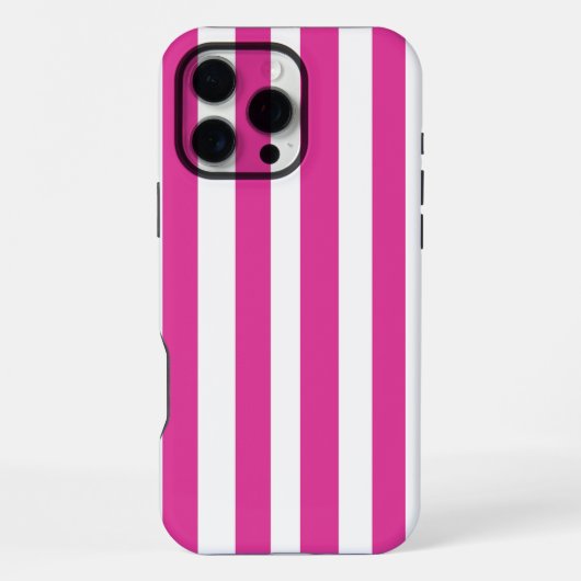 ホットピンクと白のストライプ iPhoneケース (裏面)