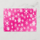 ホットピンクと白の雪の結晶 返信カード (裏面)