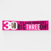 ホットピンクと白の30th誕生日バナー 横断幕 (横)