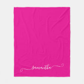 ホットピンクと白ガーリーのスワッシュ署名名 フリースブランケット (正面)