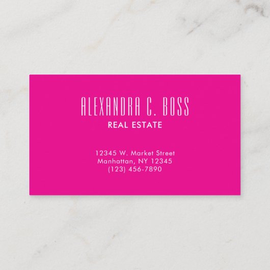 ホットピンクと白シンプルの3文字モノグラム 名刺 (裏面)