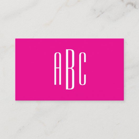 ホットピンクと白シンプルの3文字モノグラム 名刺 (正面)