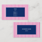 ホットピンクと白ストライプの青王室の付き 名刺 (正面/裏面)