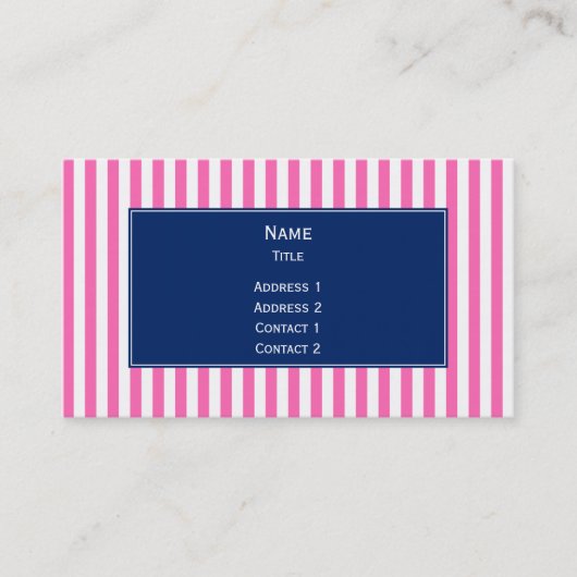ホットピンクと白ストライプの青王室の付き 名刺 (正面)