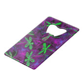 ホットピンクと紫のライムグリーントンボ クレジットカード栓抜き (正面アングル)