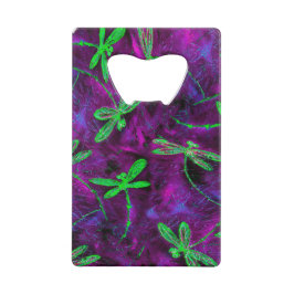 ホットピンクと紫のライムグリーントンボ クレジットカード栓抜き