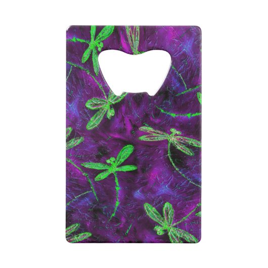 ホットピンクと紫のライムグリーントンボ クレジットカード栓抜き (裏面)