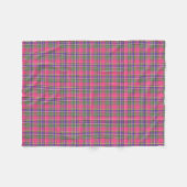 ホットピンクと紫のヴィンテージ格子模様 フリースブランケット (正面(横))