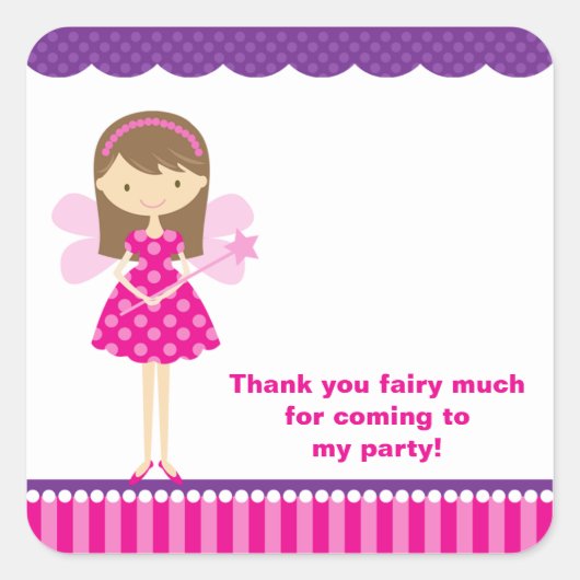 ホットピンクと紫の妖精のシール スクエアシール (正面)