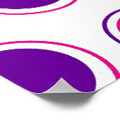 ホットピンクと紫の水玉模様同心円 ポスター (角)