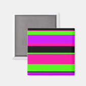 ホットピンクと紫の色調ストライプデザイン マグネット (正面/裏面)