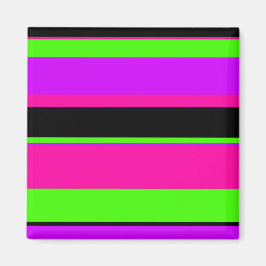 ホットピンクと紫の色調ストライプデザイン マグネット
