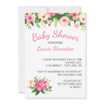 ホットピンクと緑の花フローラ赤ちゃんシャワー
