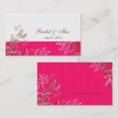 ホットピンクと茶色のエレガントな結婚式の名刺 名刺 (正面/裏面)