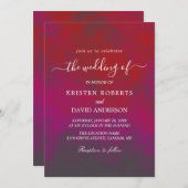 ホットピンクと赤の結婚式招待状 招待状 (正面/裏面)