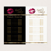 ホットピンクと金ゴールドの価格とサービスリスト 名刺 (内部フラット)