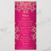 ホットピンクと金ゴールドインディアンスタイルカード メニュー (正面)