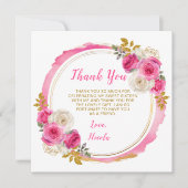 ホットピンクと金ゴールドエレガントの花Sweet sixteen サンキューカード (正面)