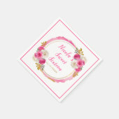 ホットピンクと金ゴールドエレガントの花Sweet sixteen スタンダードカクテルナプキン (角)