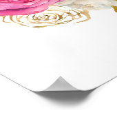 ホットピンクと金ゴールドエレガント花誕生会 ポスター (角)