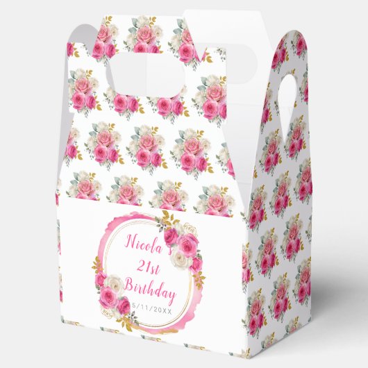 ホットピンクと金ゴールドエレガント誕生日 フェイバーボックス (オープン)