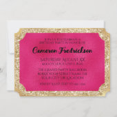 ホットピンクと金ゴールドグリッターVIPイベントチケット 招待状 (裏面)