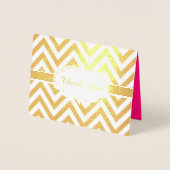 ホットピンクと金ゴールドシェブロンガールズバースデーパーティー 箔カード (正面)