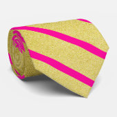 ホットピンクと金ゴールドストライプ ネクタイ (ロール)