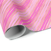 ホットピンクと金ゴールドストライプ ラッピングペーパー (ロールコーナー)