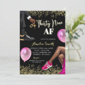 ホットピンクと金ゴールドスニーカーボール39誕生日 招待状 (スタンド正面)