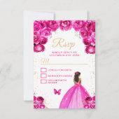ホットピンクと金ゴールドダークスキンプリンセス 出欠カード (正面)