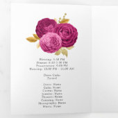 ホットピンクと金ゴールドフローラキンセアニラ写真トリフォル 三つ折り招待状 (内部最初)