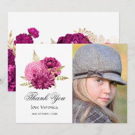 ホットピンクと金ゴールドフローラキンセアニラ写真 サンキューカード