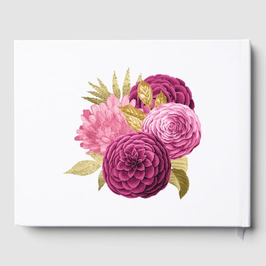 ホットピンクと金ゴールドフローラクインセアニラ ゲストブック (裏面)