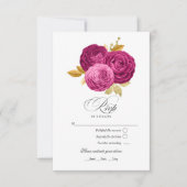 ホットピンクと金ゴールドフローラクインセアニラ 出欠カード (正面)