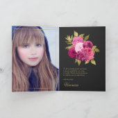 ホットピンクと金ゴールドフローラ サンキューカード (内部)