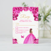 ホットピンクと金ゴールドブラウンヘアプリンセス 出欠カード (スタンド正面)