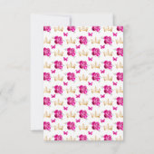 ホットピンクと金ゴールドブルネットヘアプリンセス 出欠カード (裏面)