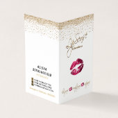 ホットピンクと金ゴールド口唇の説明 名刺 (外部)