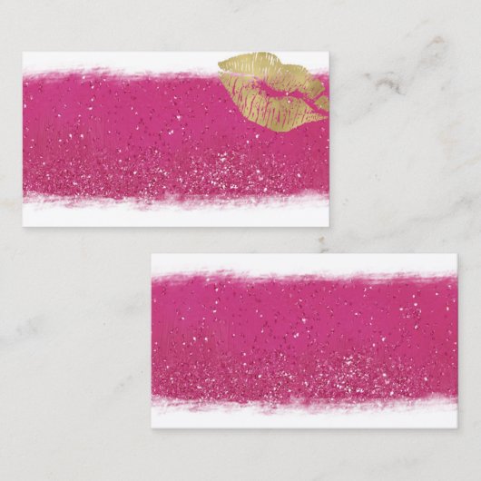 ホットピンクと金ゴールド唇の名刺テンプレート 名刺 (正面/裏面)