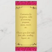 ホットピンクと金ゴールド結婚のメニュープログラム メニュー (裏面)