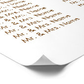 ホットピンクと金ゴールド結婚の座席表 ポスター (角)