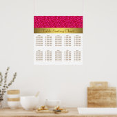 ホットピンクと金ゴールド結婚の座席表 ポスター (キッチン)