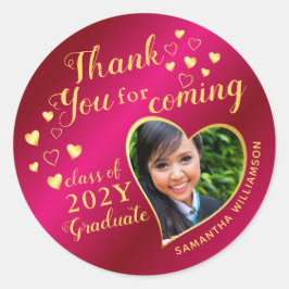 ホットピンクと金ゴールド2025卒業ありがとう ラウンドシール