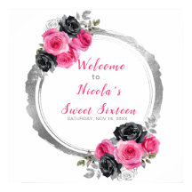 ホットピンクと銀エレガントの花Sweet sixteen