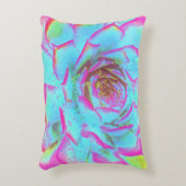 ホットピンクと青の多肉性セダムロゼット アクセントクッション (正面(垂直))